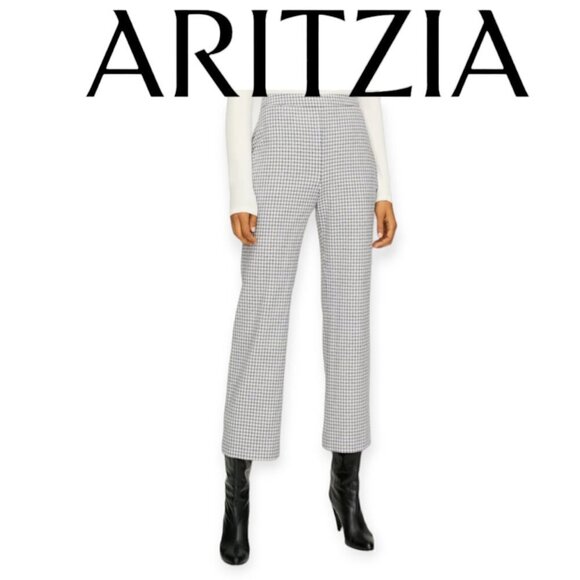 Aritzia Wilfred Kick Flare Gingham Pant Navy Size 4 - Picture 1 of 11